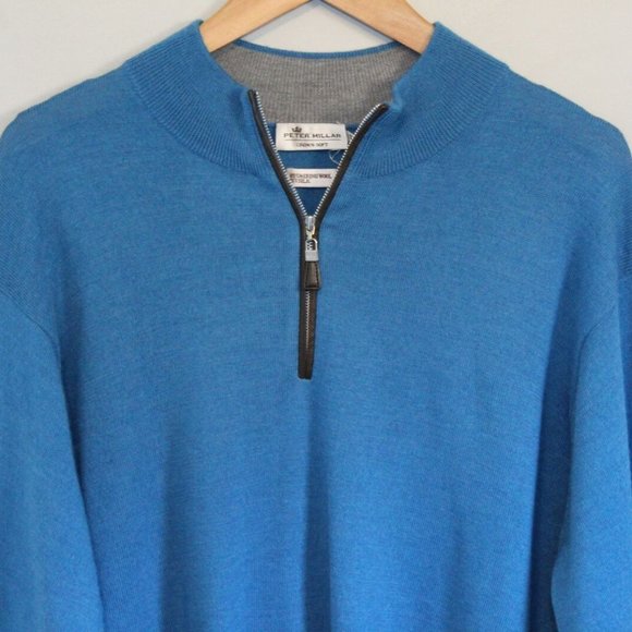 Peter Millar Crown Soft Merino Wool & Silk Quarter Zip Pullover Size XL H11854 - Picture 3 of 7